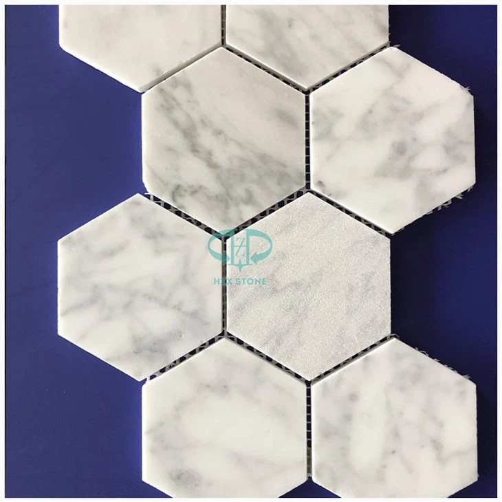 Carrara White Marble Hexagon Mosaic Pločica