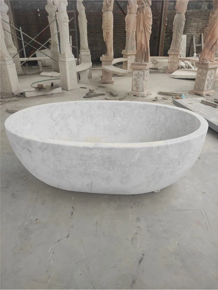 Cheap Free Standing White Marble Stone Bathroom Bathtub