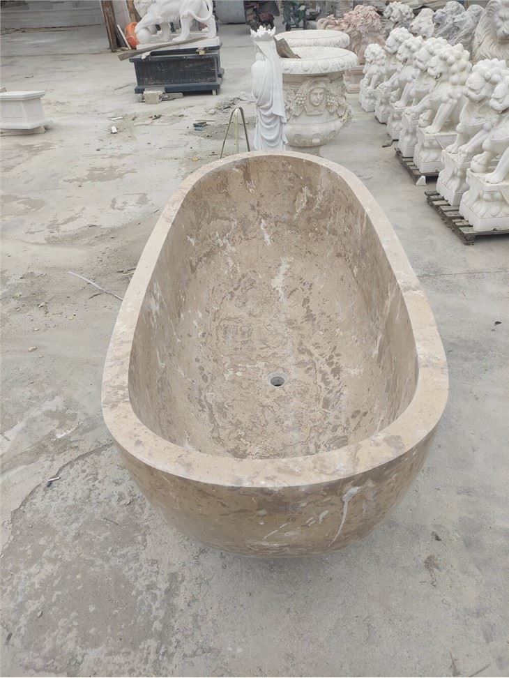 yellow travertine bathtub